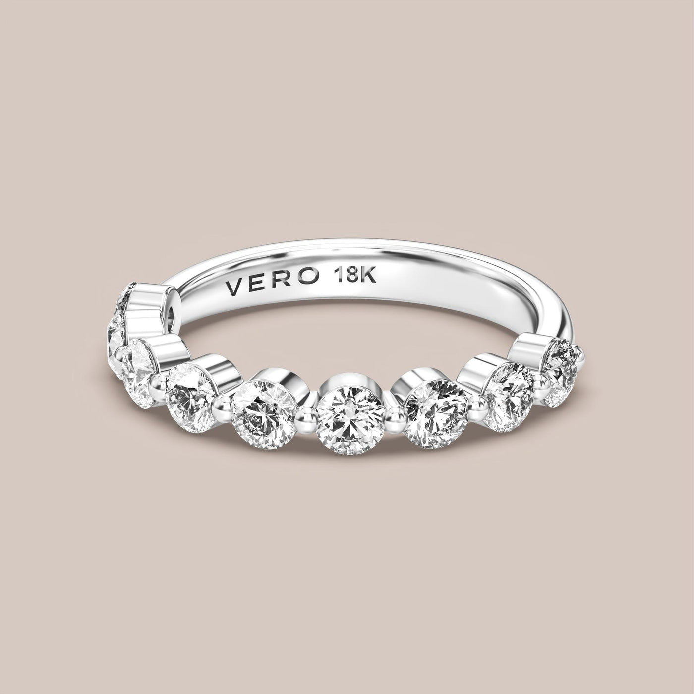 Single Prong Shared Diamond Band Half Eternity