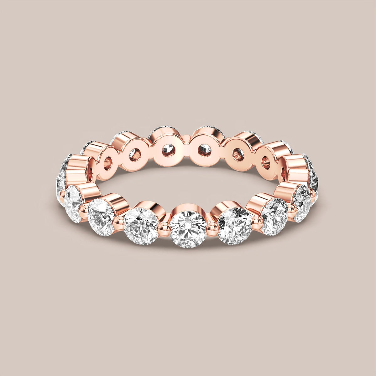 Single Prong Shared Diamond Band Full Eternity