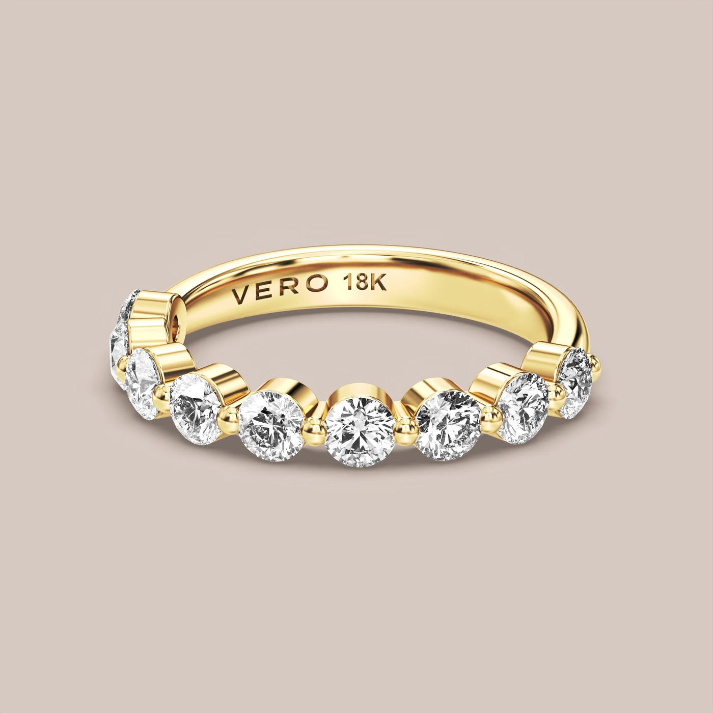 Single Prong Shared Diamond Band Half Eternity