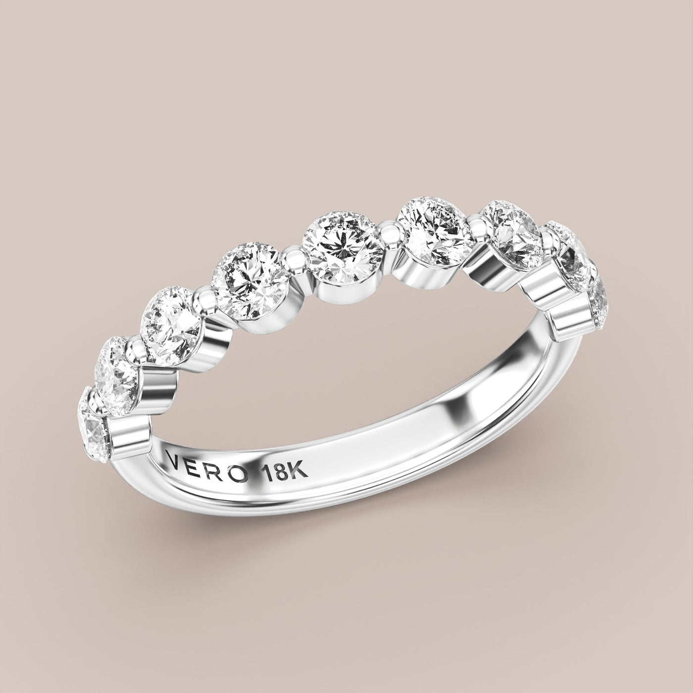 Single Prong Shared Diamond Band Half Eternity
