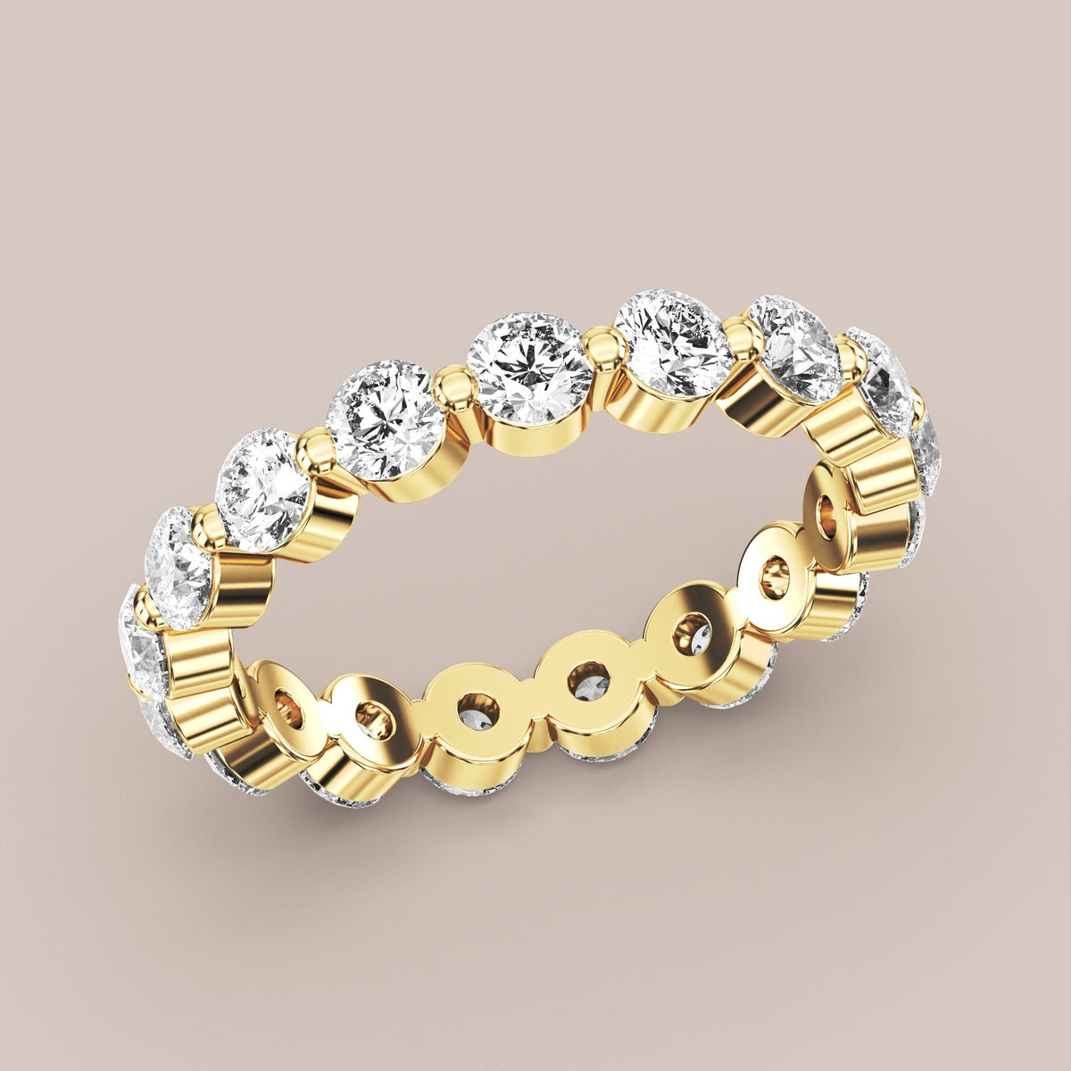 Single Prong Shared Diamond Band Full Eternity
