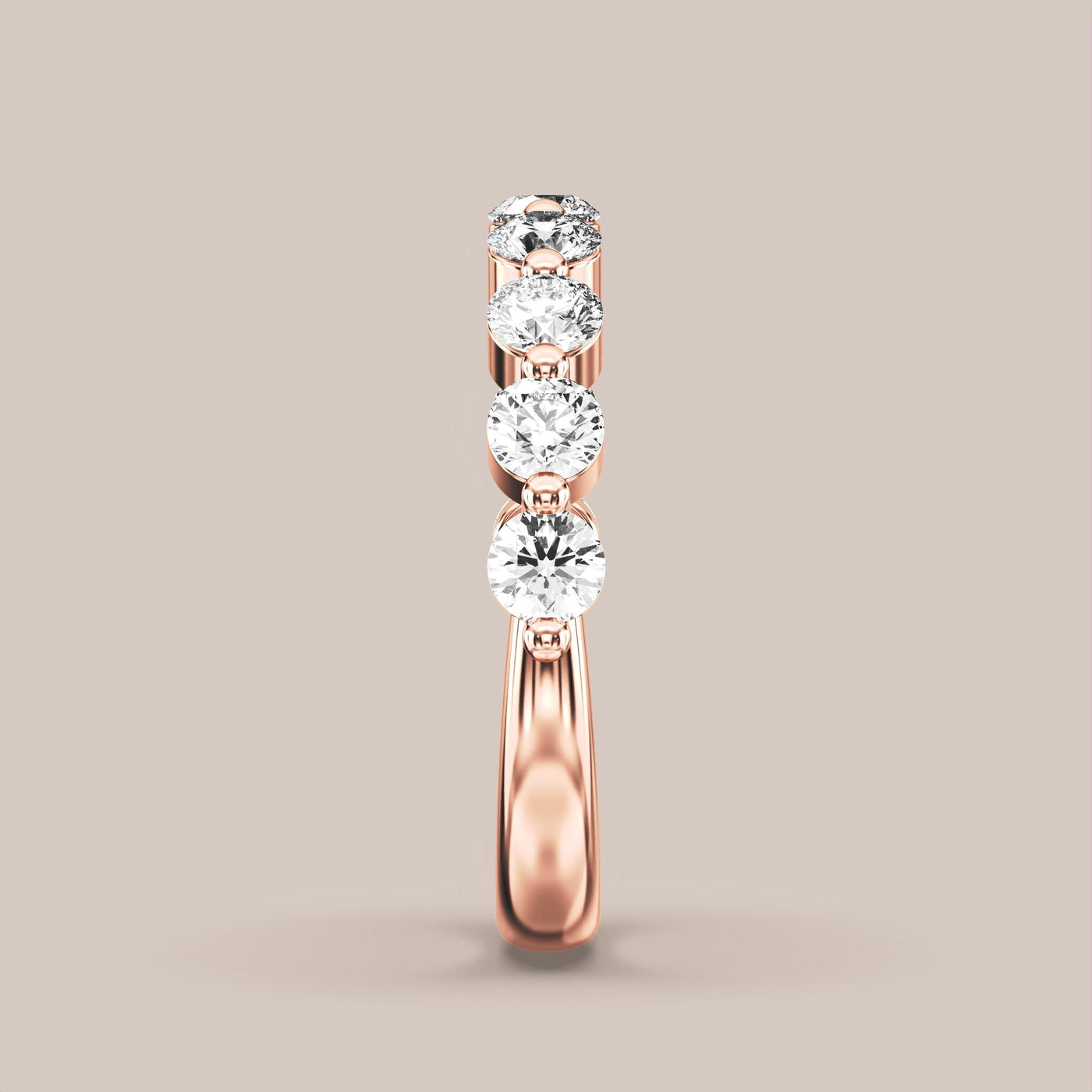 Single Prong Shared Diamond Band Half Eternity
