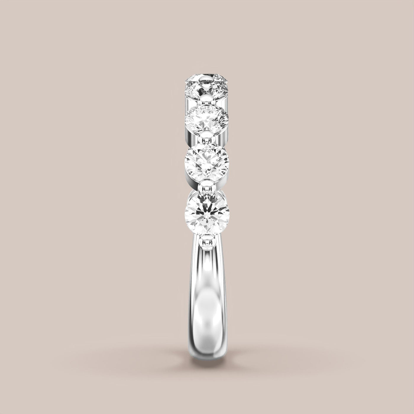 Single Prong Shared Diamond Band Half Eternity