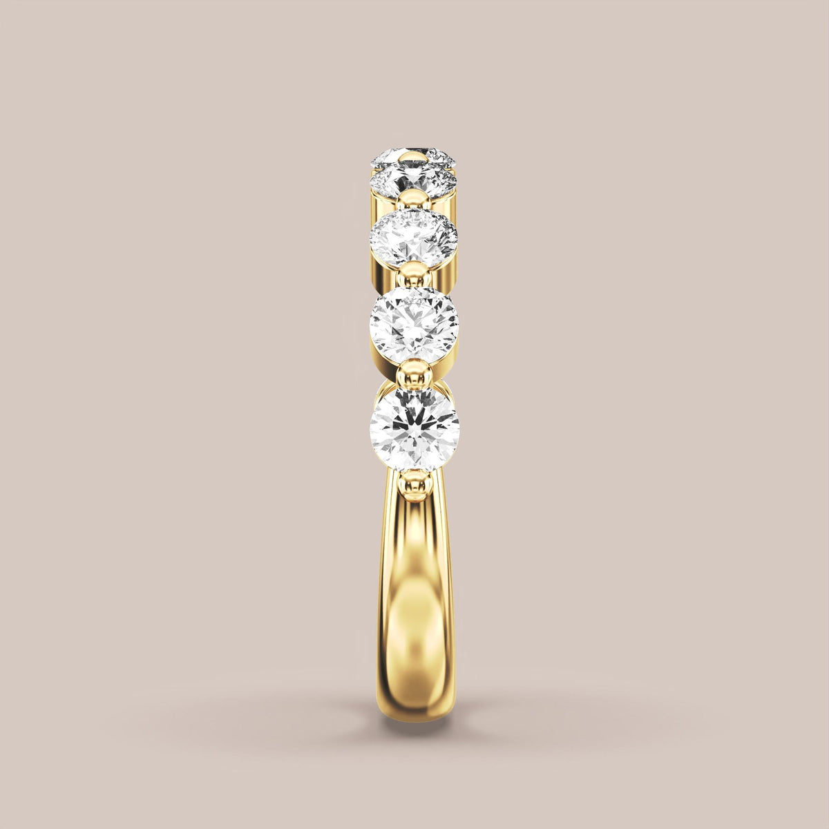 Single Prong Shared Diamond Band Half Eternity