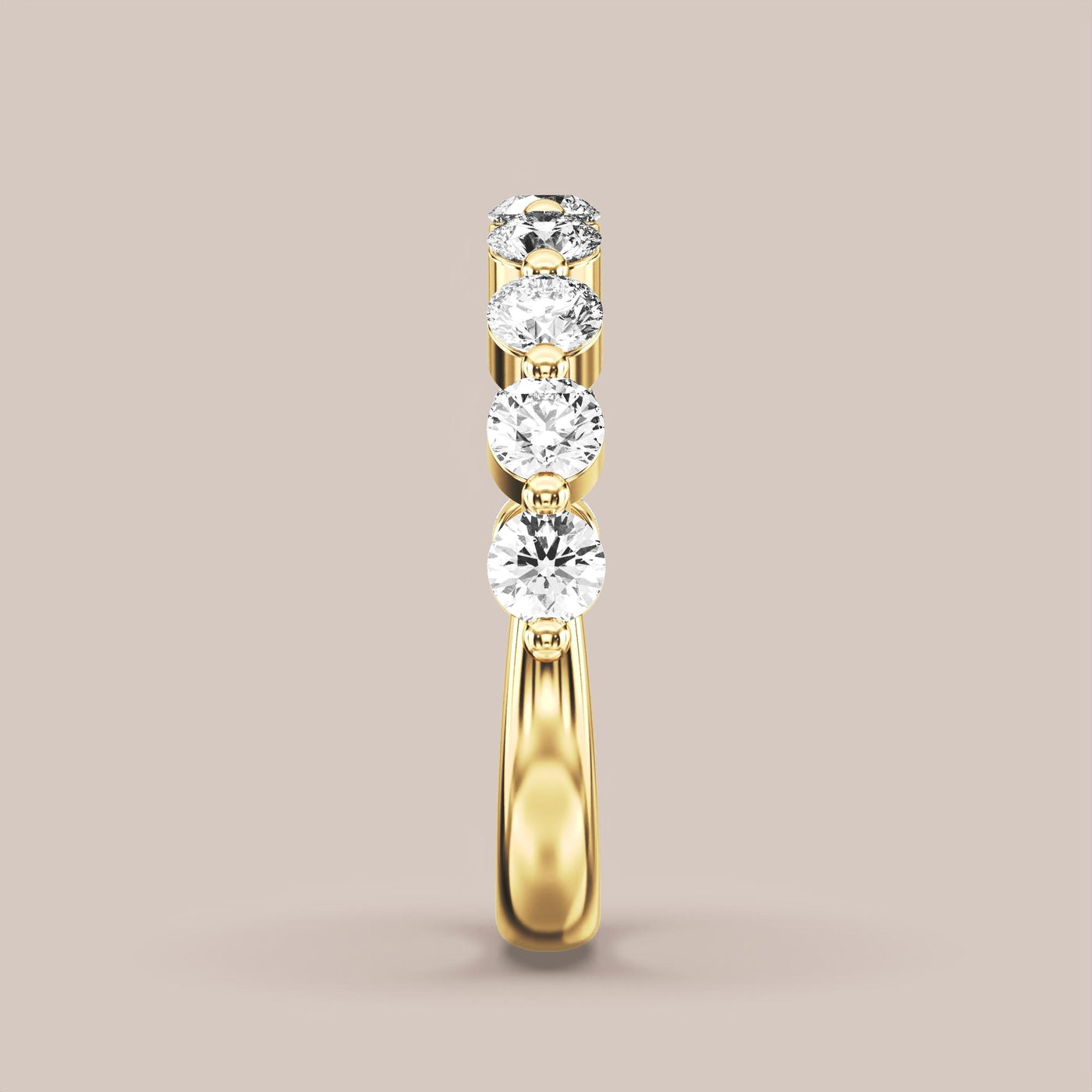 Single Prong Shared Diamond Band Half Eternity