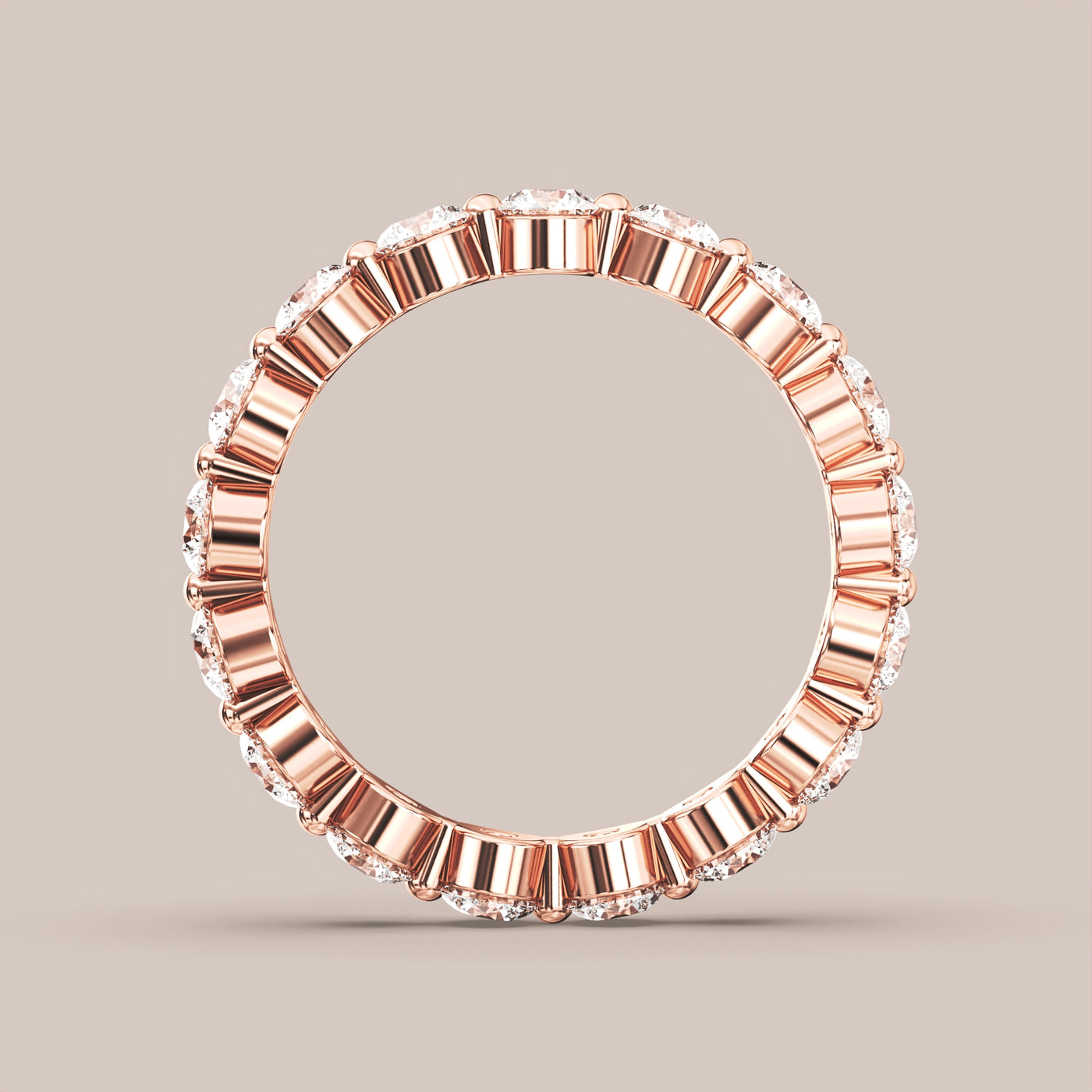 Single Prong Shared Diamond Band Full Eternity