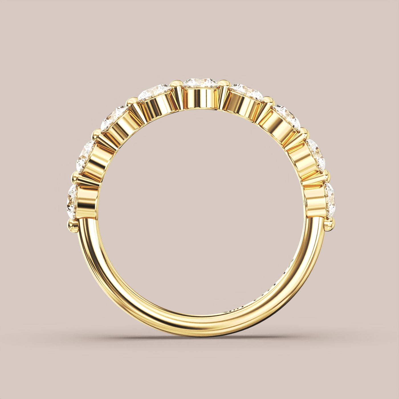 Single Prong Shared Diamond Band Half Eternity