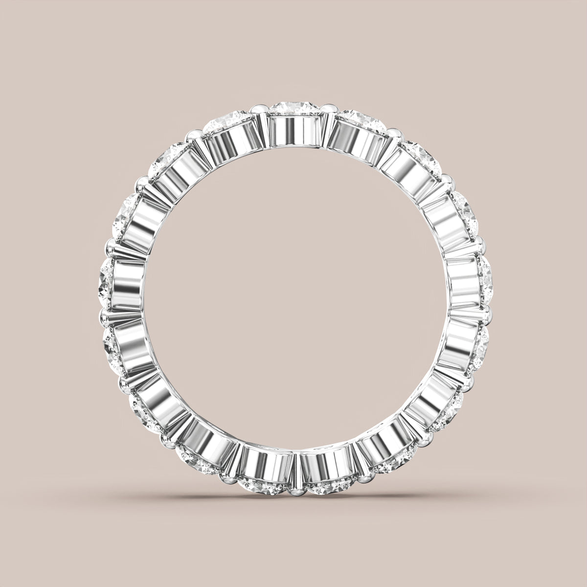 Single Prong Shared Diamond Band Full Eternity
