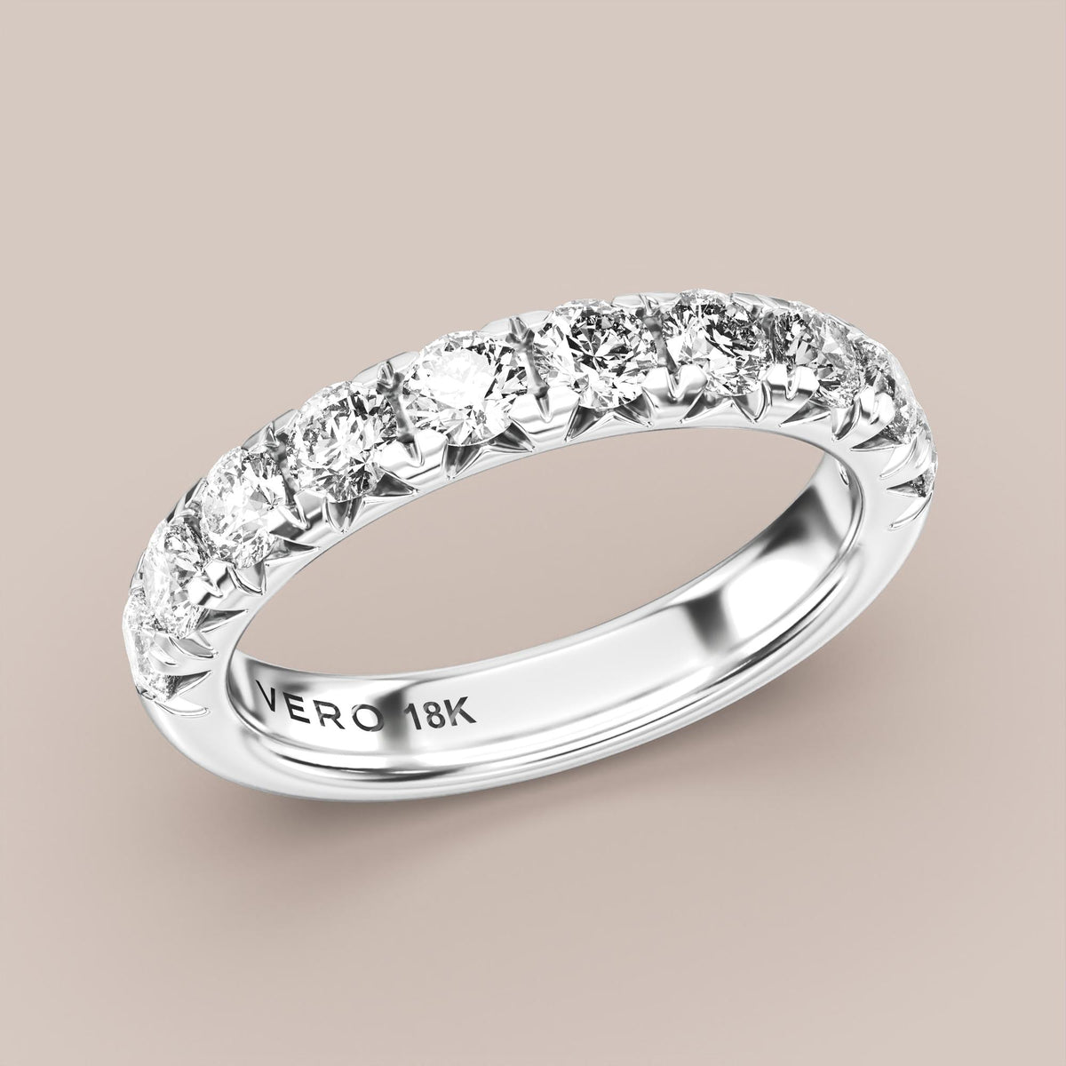 French Set Pave Diamond Band Half Eternity