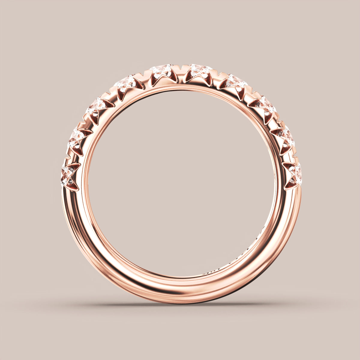 French Set Pave Diamond Band Half Eternity