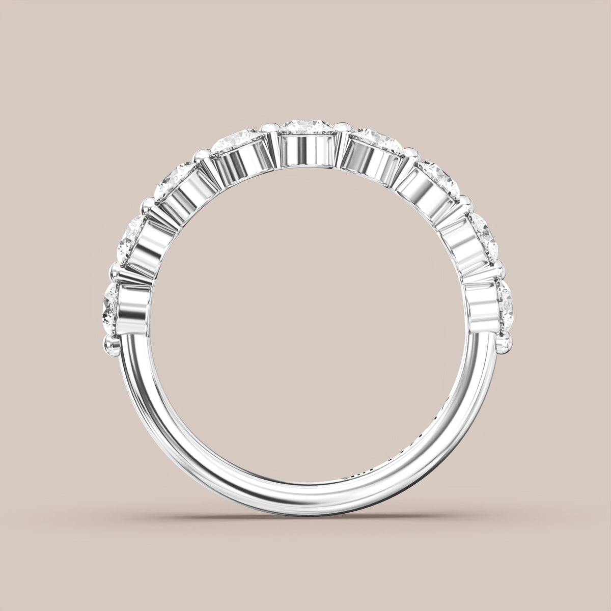 Single Prong Shared Diamond Band Half Eternity
