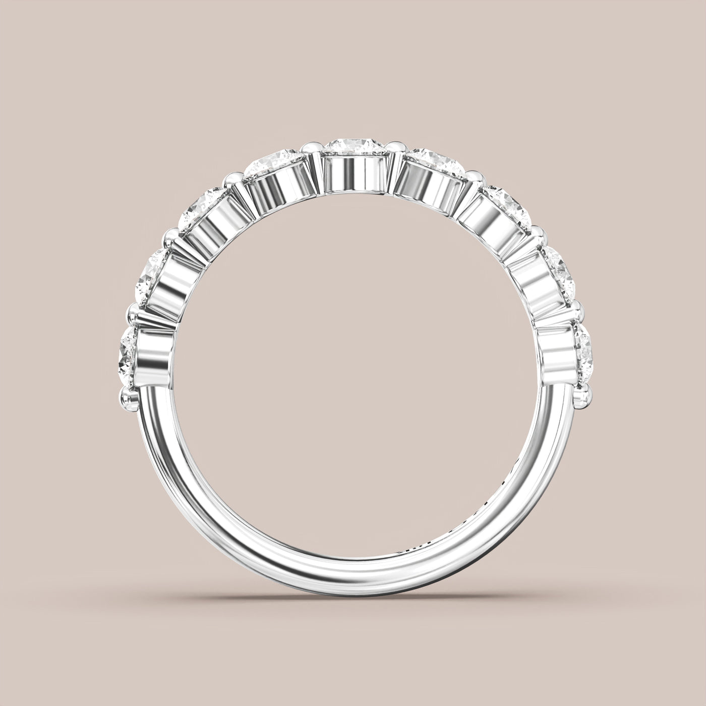 Single Prong Shared Diamond Band Half Eternity