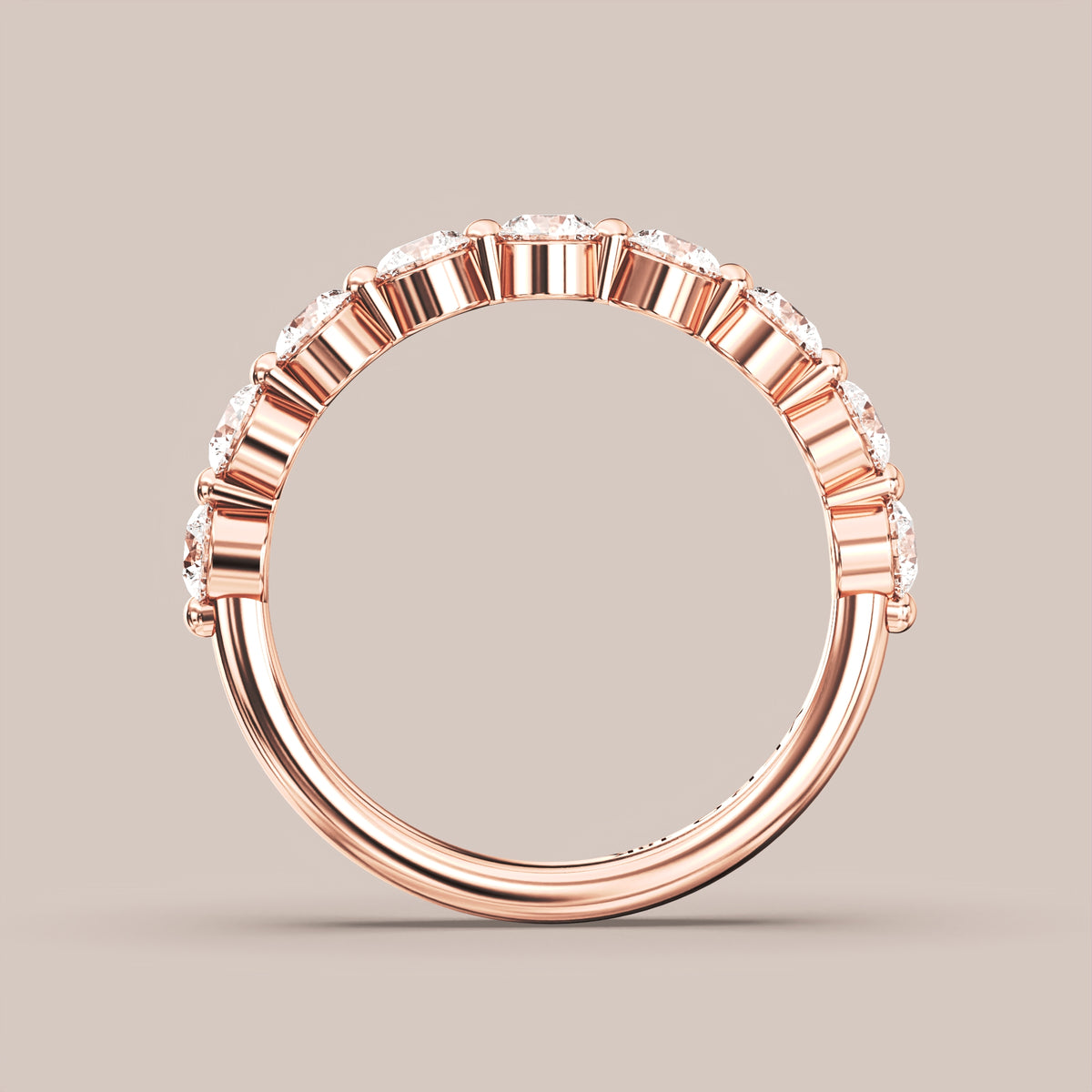 Single Prong Shared Diamond Band Half Eternity