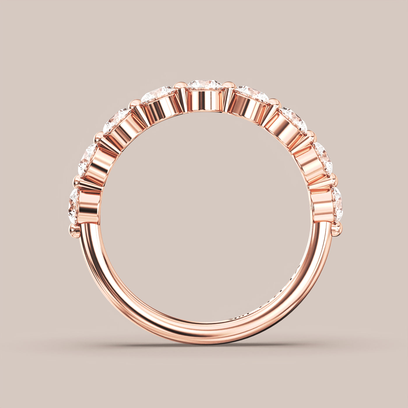 Single Prong Shared Diamond Band Half Eternity