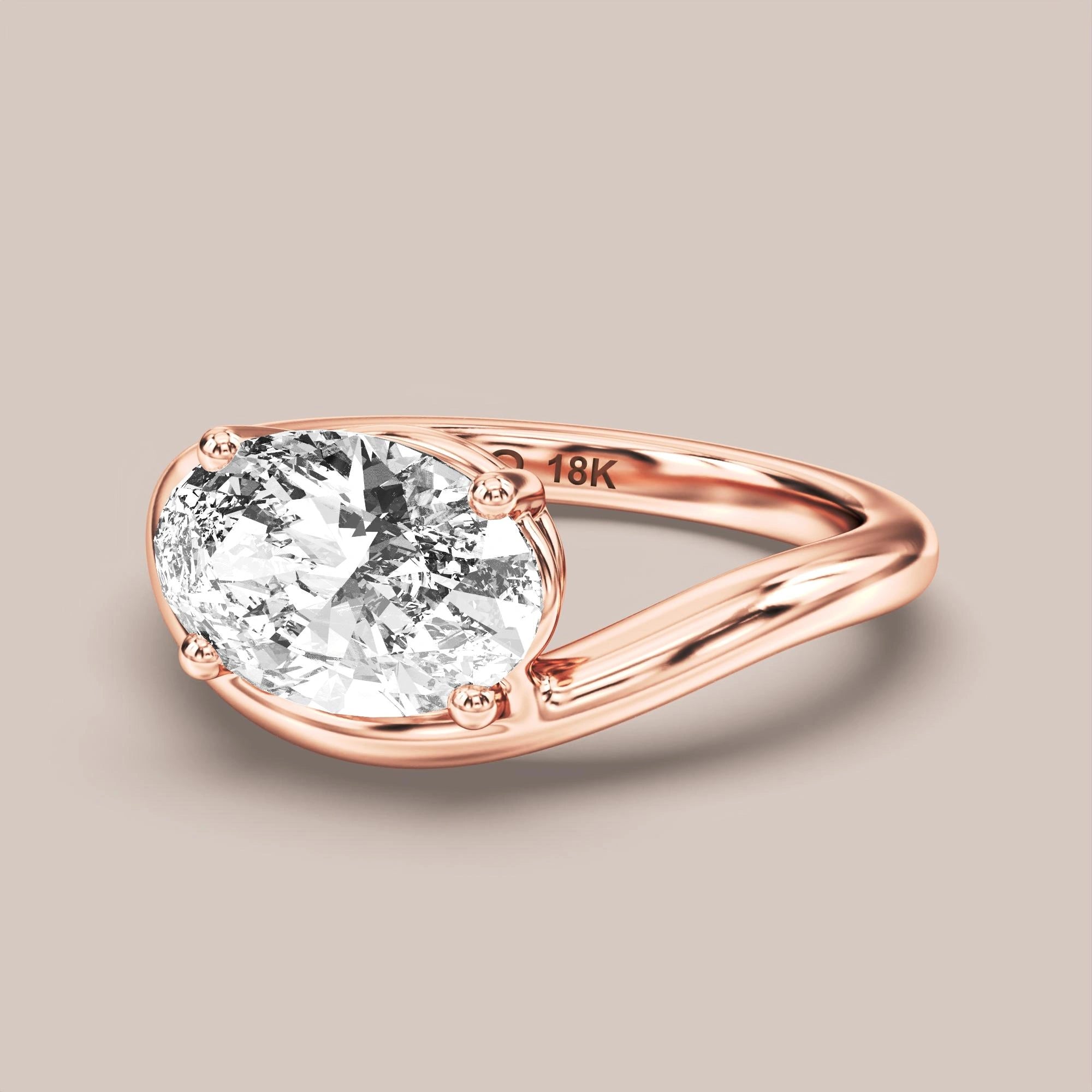 V05 Free Form Bypass in 18K rose gold with a oval diamond