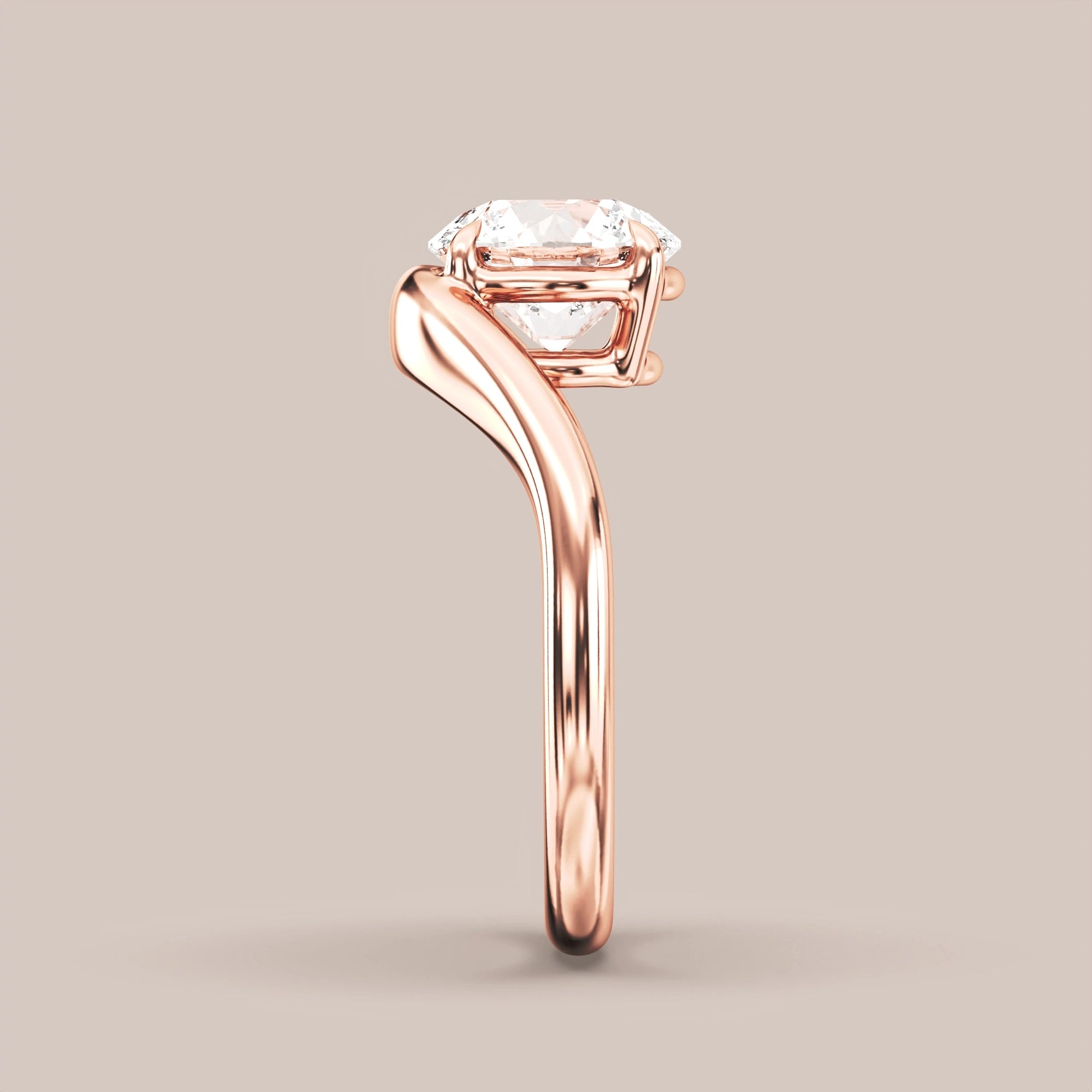 V05 Free Form Bypass in 18K rose gold with a round diamond