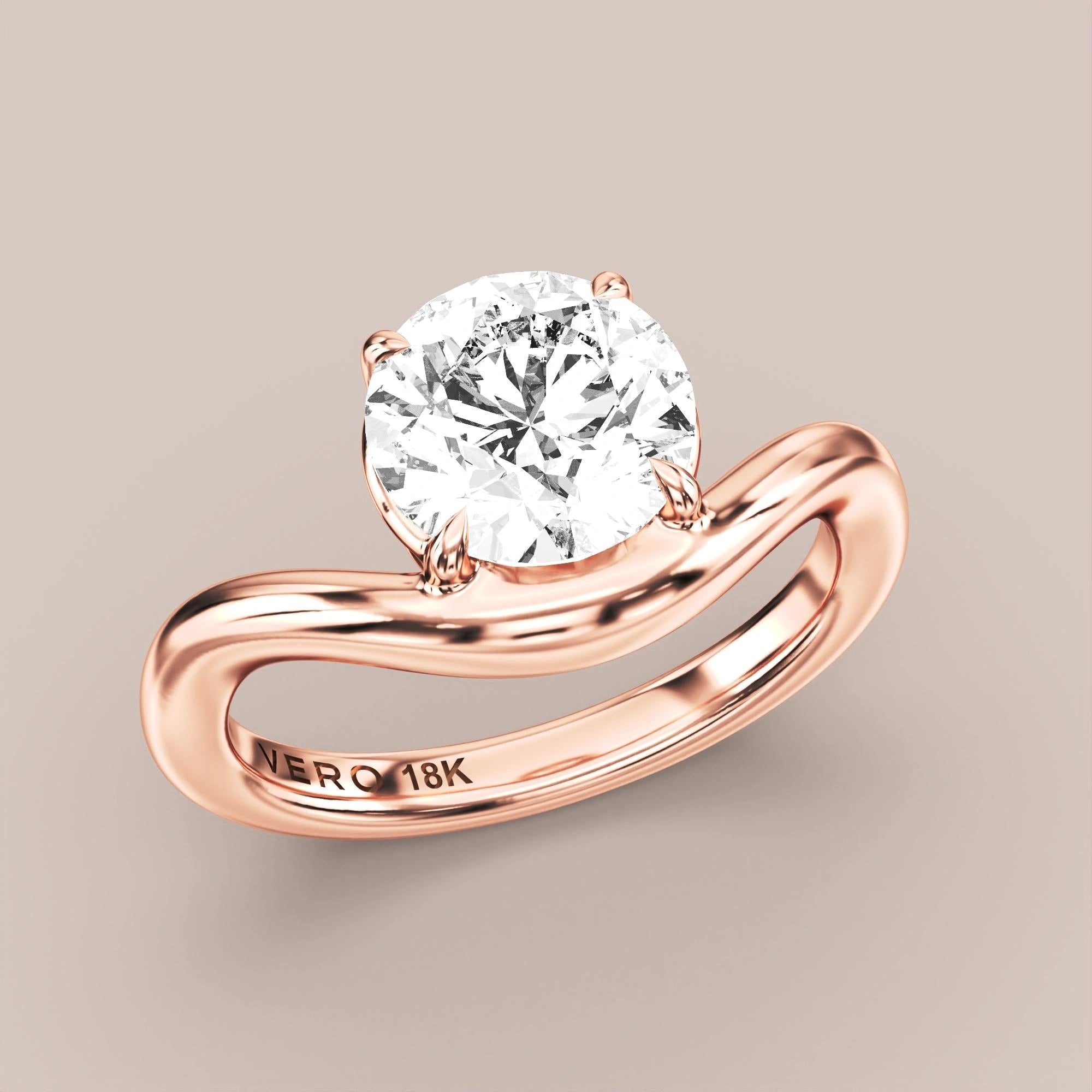 V05 Free Form Bypass in 18K rose gold with a round diamond