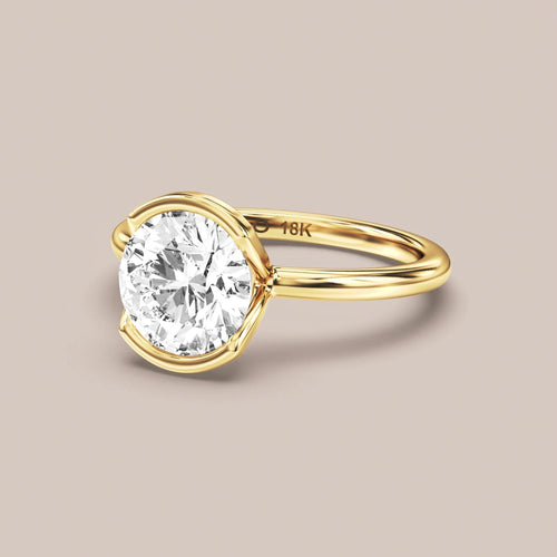 Classic Half Bezel Set engagement ring in 18K yellow gold