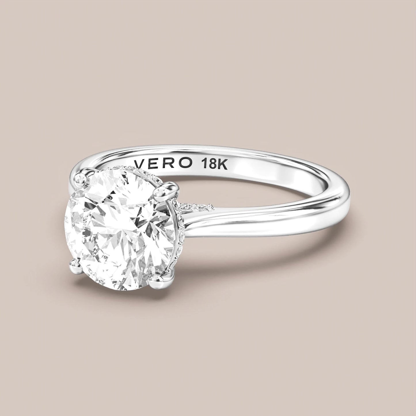 V02 Cathedral Hidden Halo with Bridge Diamond Solitaire