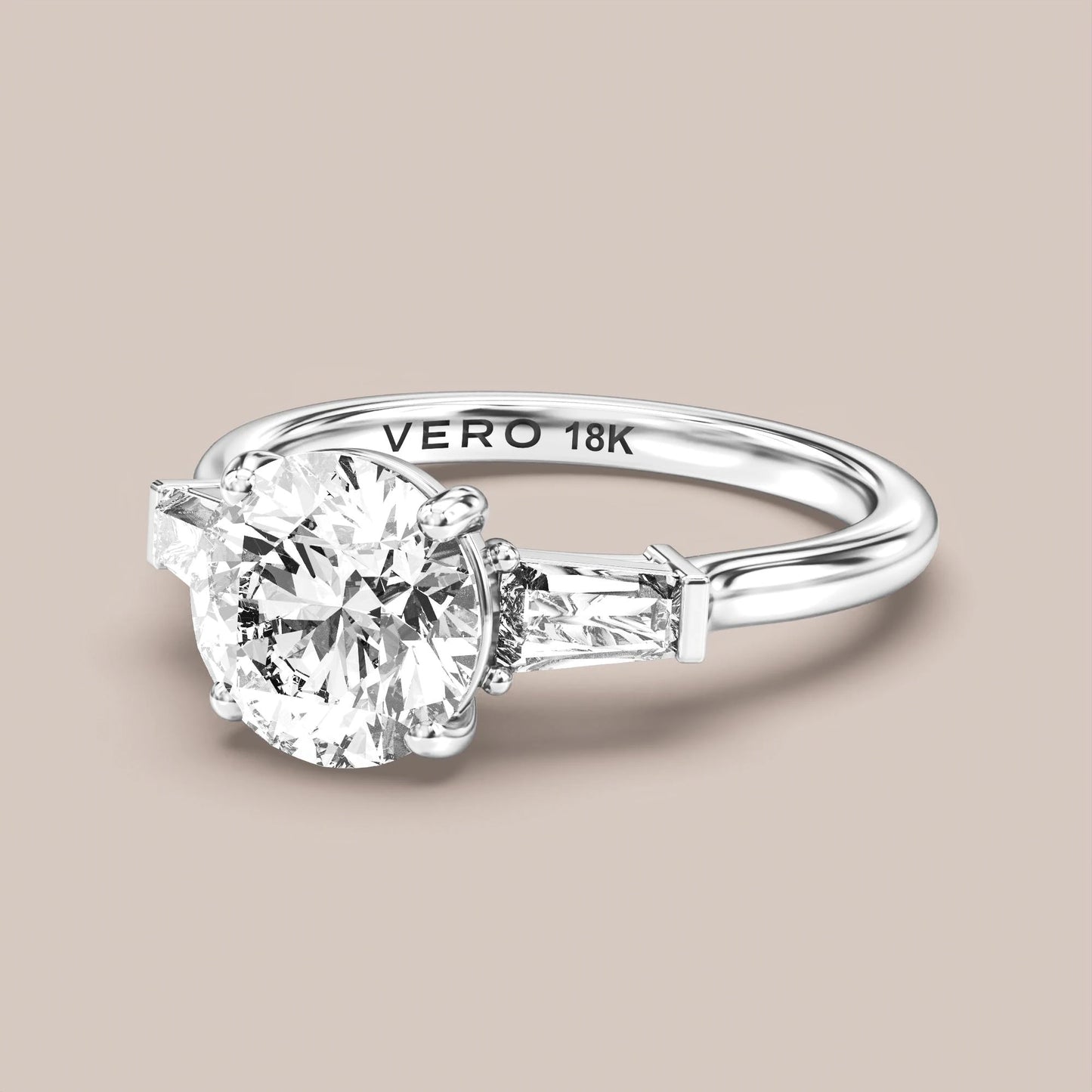 V03 Classic Trinity with Tapered Baguette Side Diamonds