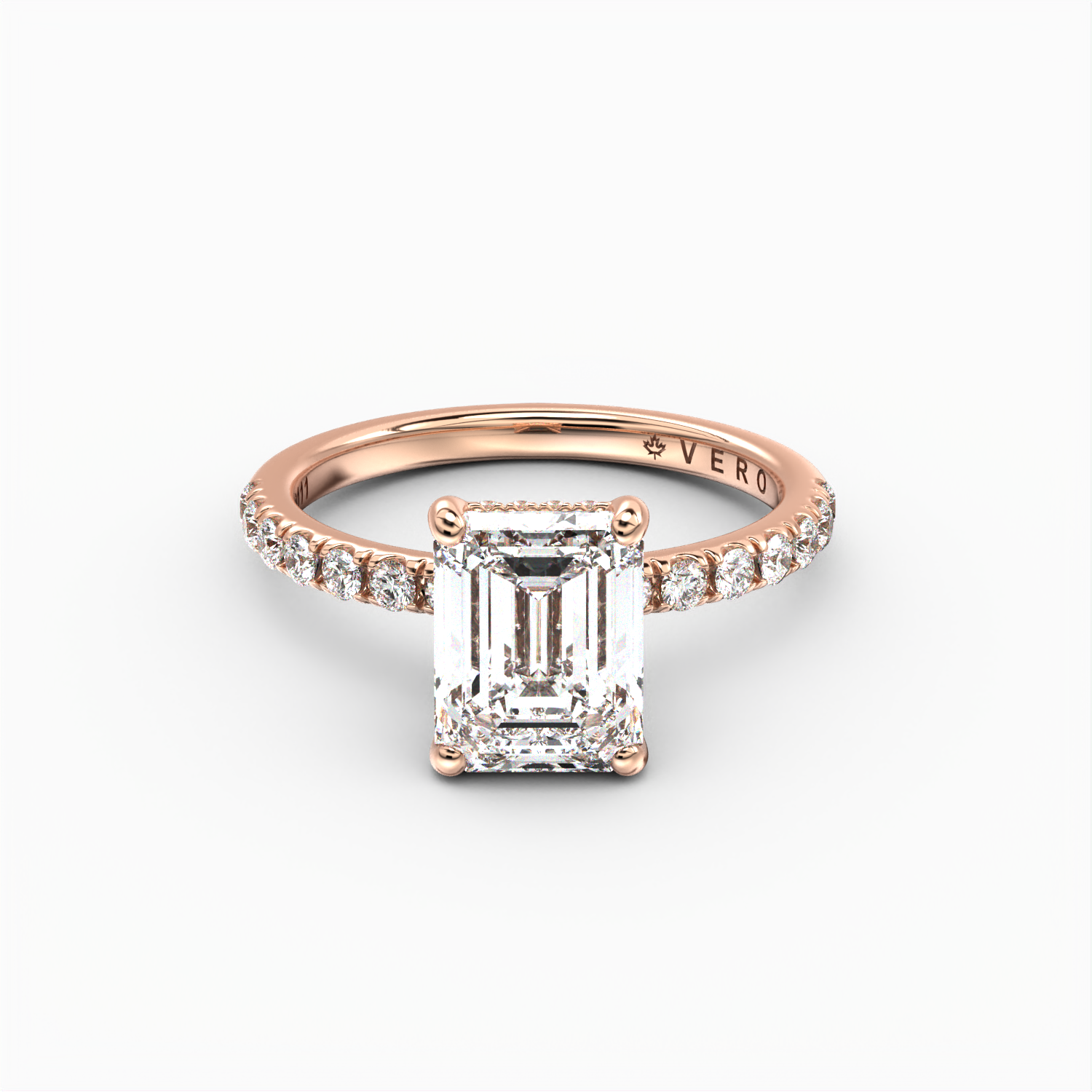 Classic Hidden Halo Emerald Cut with Accent Diamonds