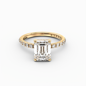 Classic Hidden Halo Emerald Cut with Accent Diamonds