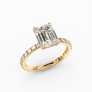 Classic Hidden Halo Emerald Cut with Accent Diamonds