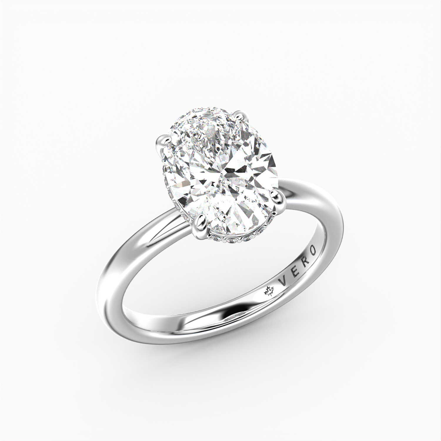 Classic Hidden Halo Oval Shape Solitaire