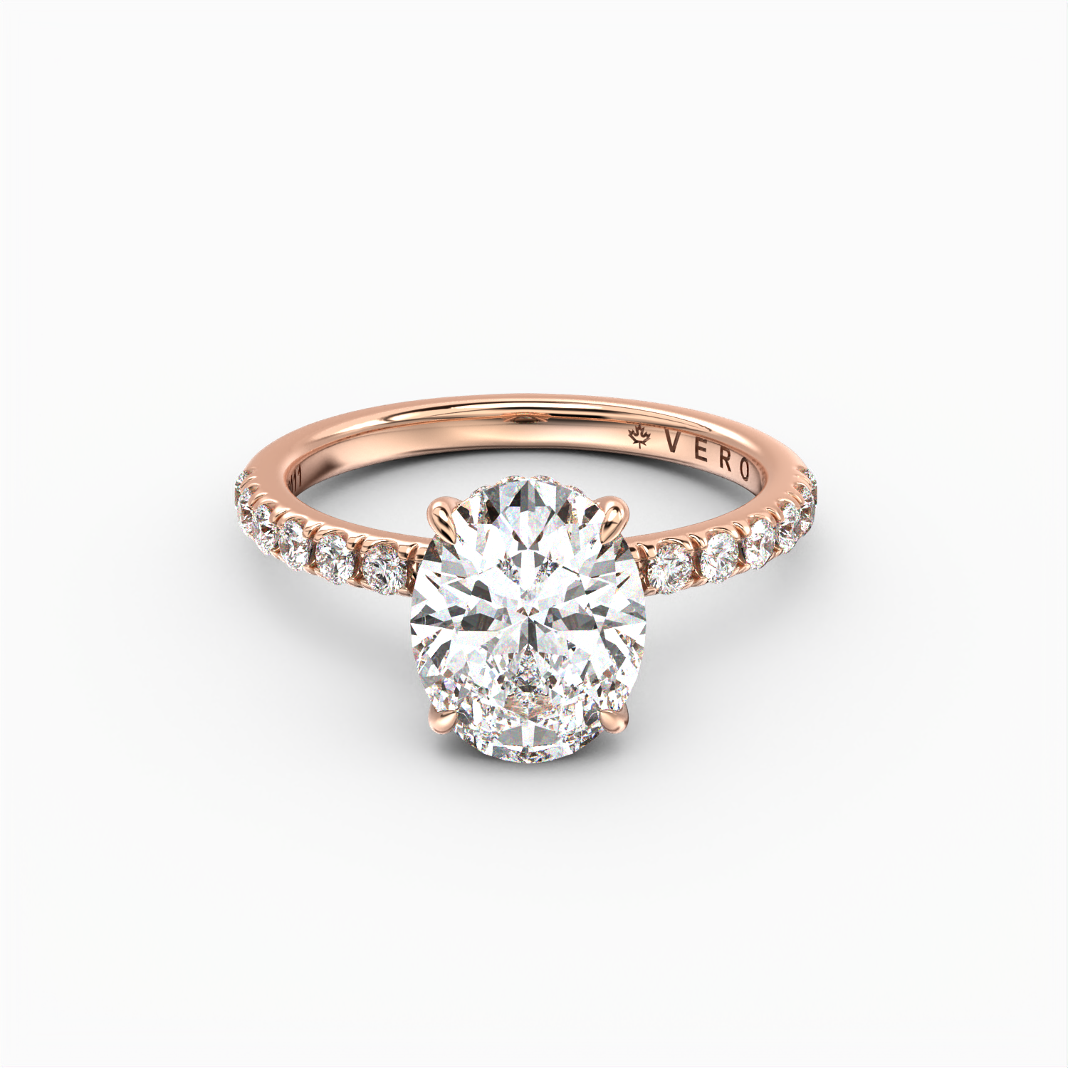 Classic Hidden Halo Oval Cut with Accent Diamonds