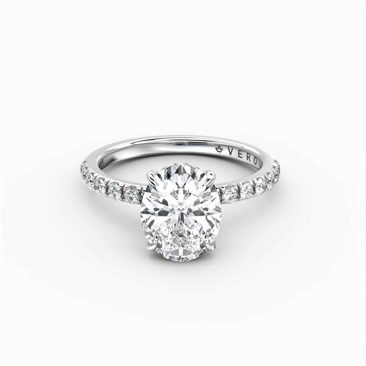 Classic Hidden Halo Oval Cut with Accent Diamonds