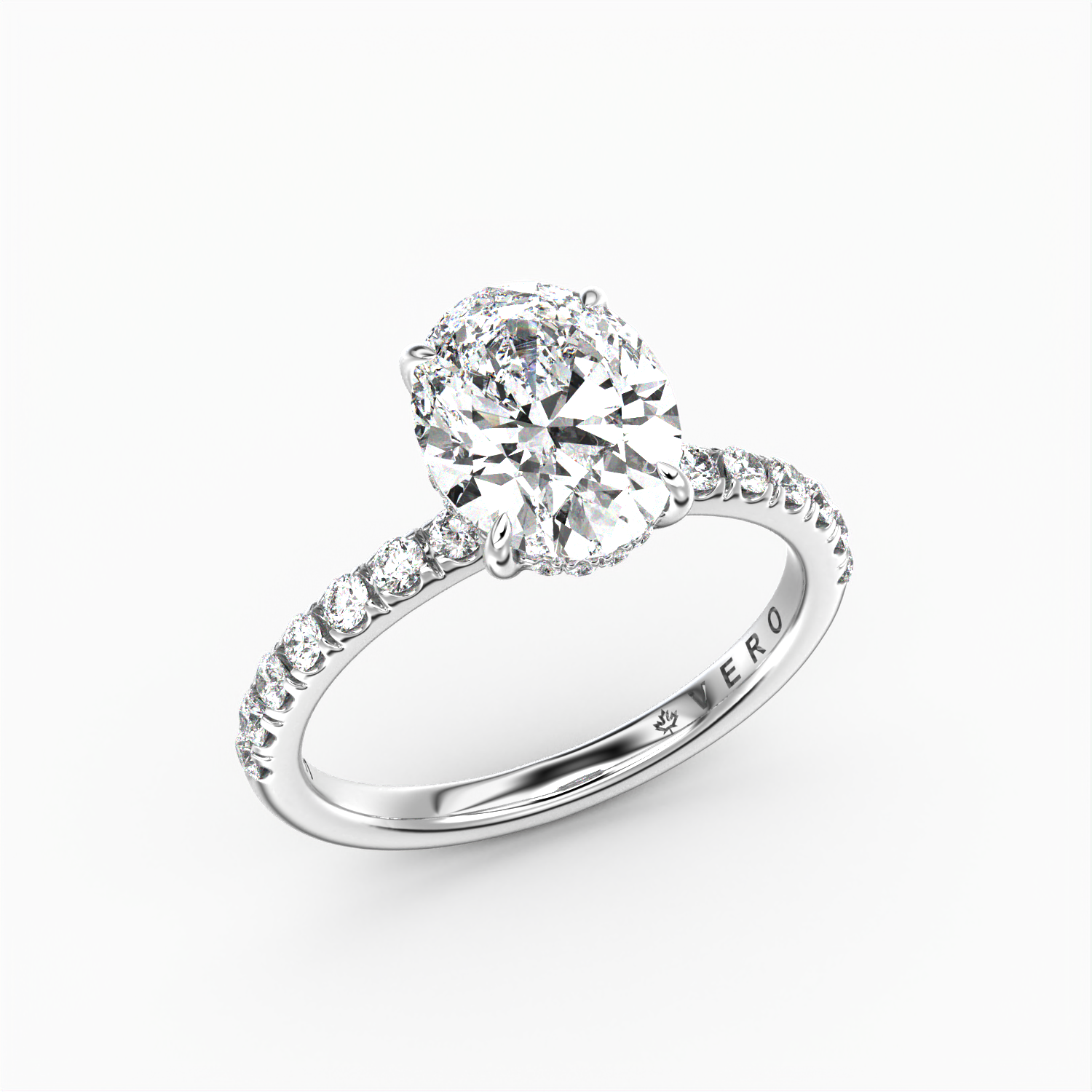 Classic Hidden Halo Oval Cut with Accent Diamonds