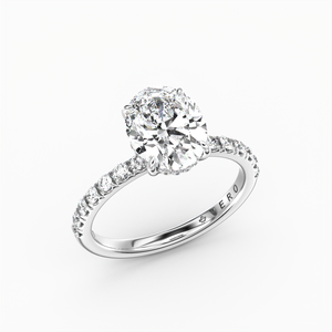 Classic Hidden Halo Oval Cut with Accent Diamonds