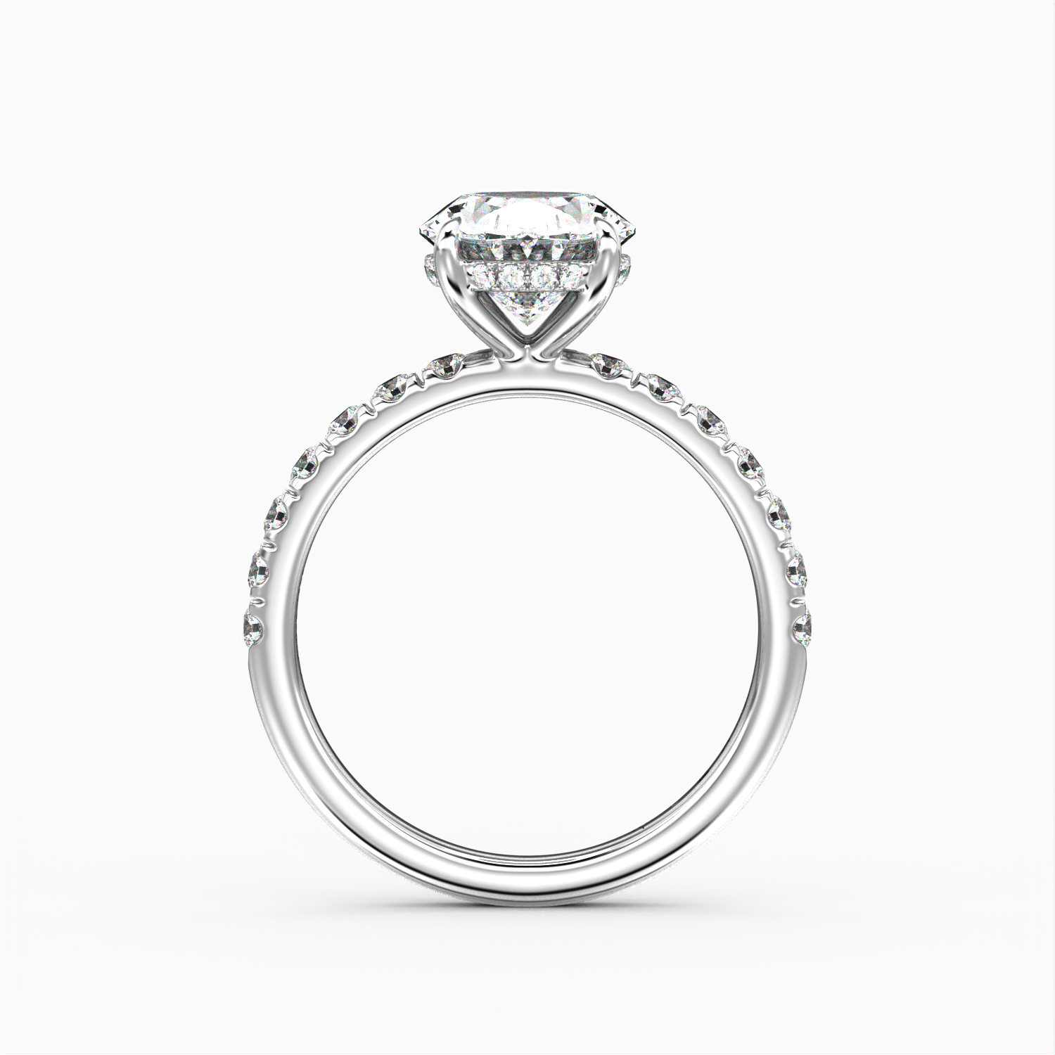 Classic Hidden Halo Oval Cut with Accent Diamonds