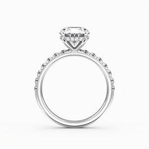 Classic Hidden Halo Oval Cut with Accent Diamonds