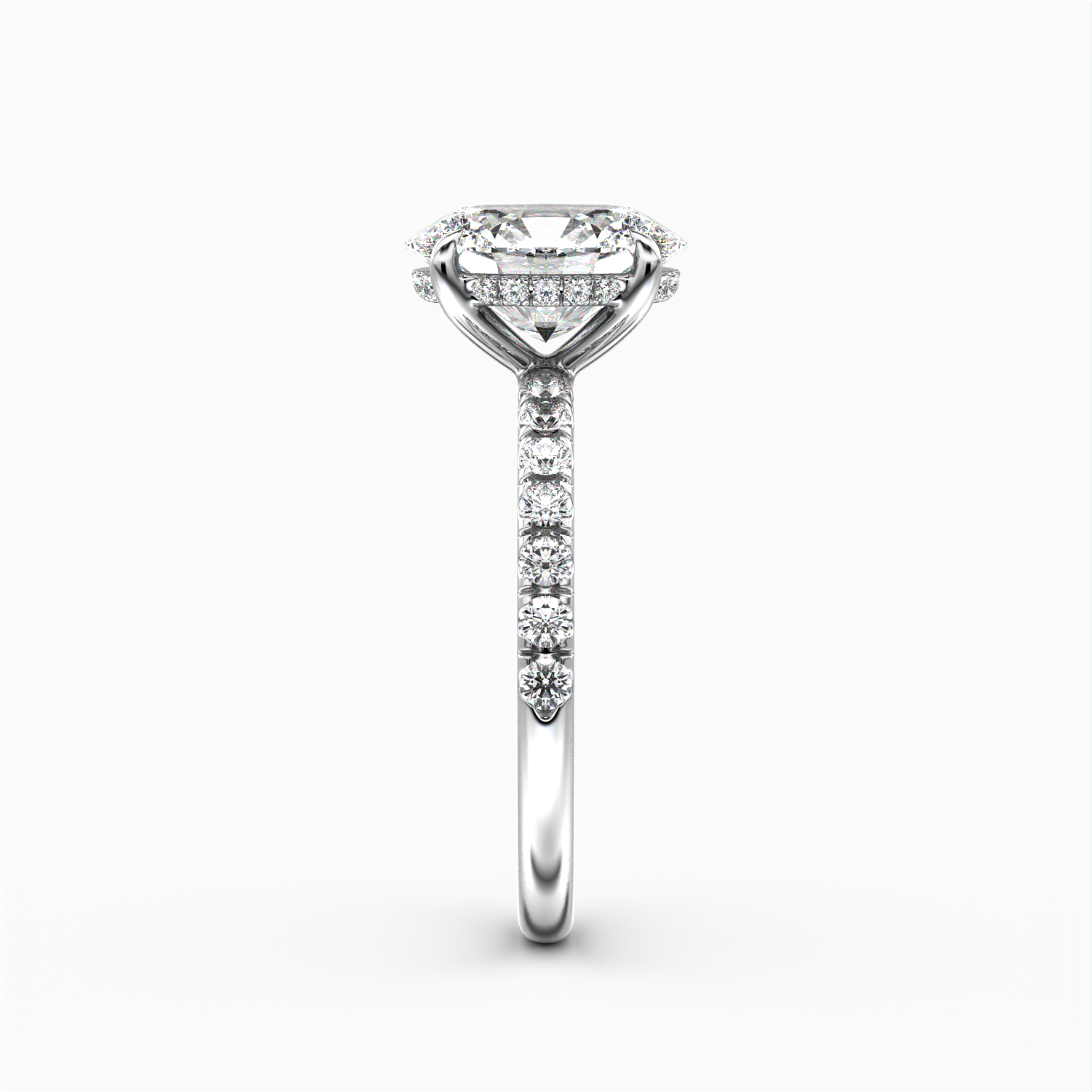 Classic Hidden Halo Oval Cut with Accent Diamonds