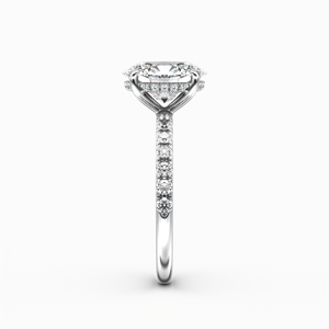 Classic Hidden Halo Oval Cut with Accent Diamonds