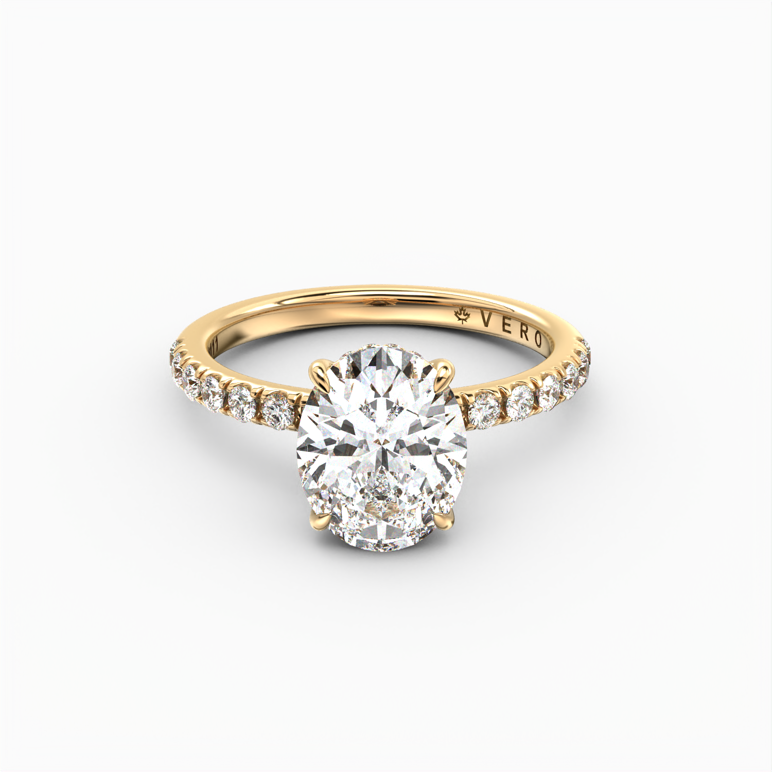 Classic Hidden Halo Oval Cut with Accent Diamonds