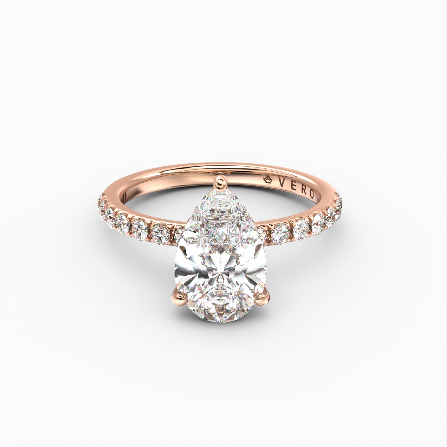 Classic Hidden Halo Pear Shape Cut with Accent Diamonds