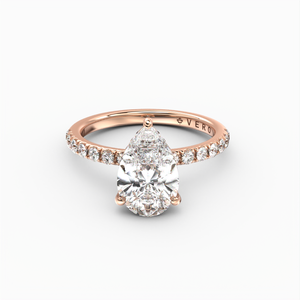 Classic Hidden Halo Pear Shape Cut with Accent Diamonds