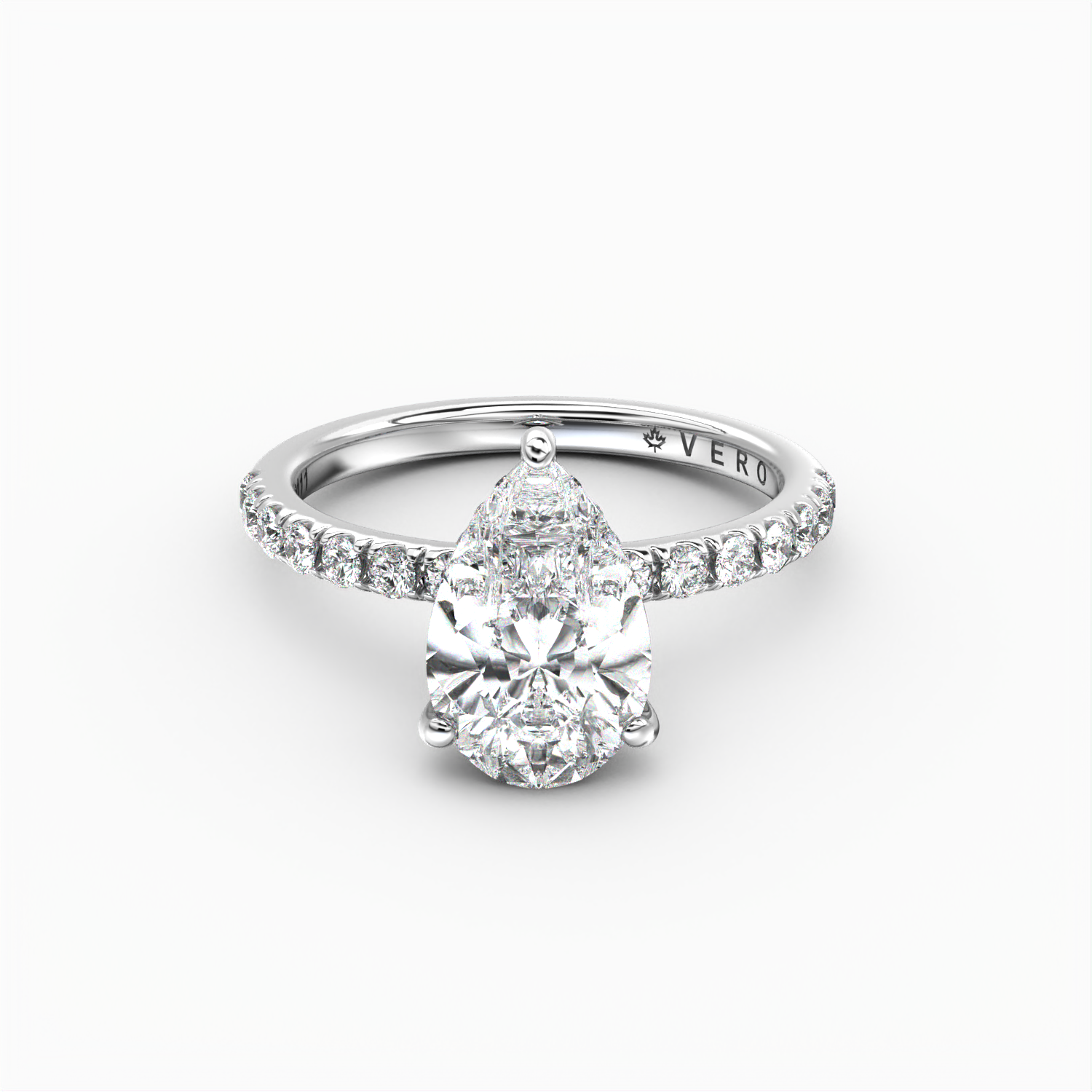 Classic Hidden Halo Pear Shape Cut with Accent Diamonds