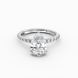 Classic Hidden Halo Pear Shape Cut with Accent Diamonds