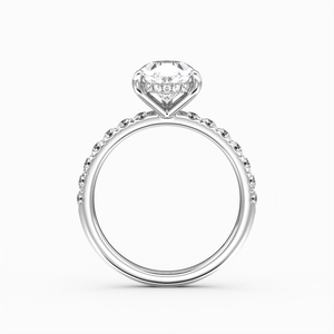 Classic Hidden Halo Pear Shape Cut with Accent Diamonds