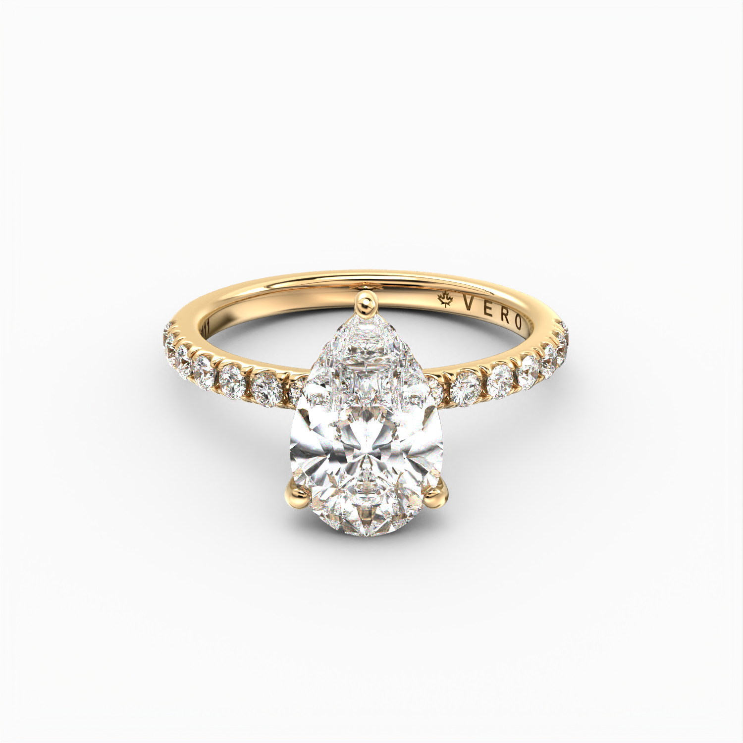 Classic Hidden Halo Pear Shape Cut with Accent Diamonds