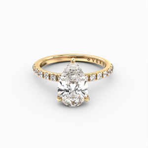 Classic Hidden Halo Pear Shape Cut with Accent Diamonds