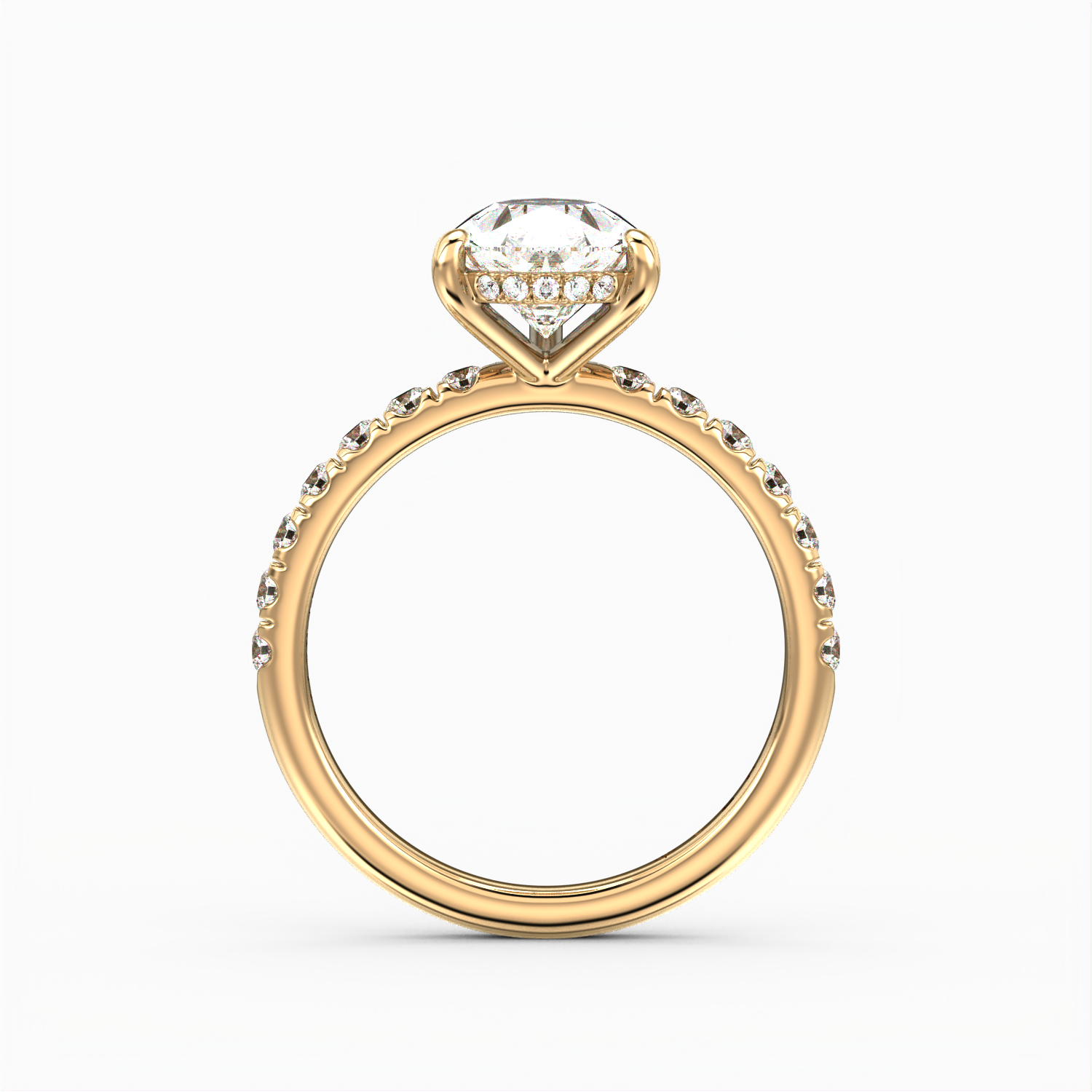 Classic Hidden Halo Pear Shape Cut with Accent Diamonds