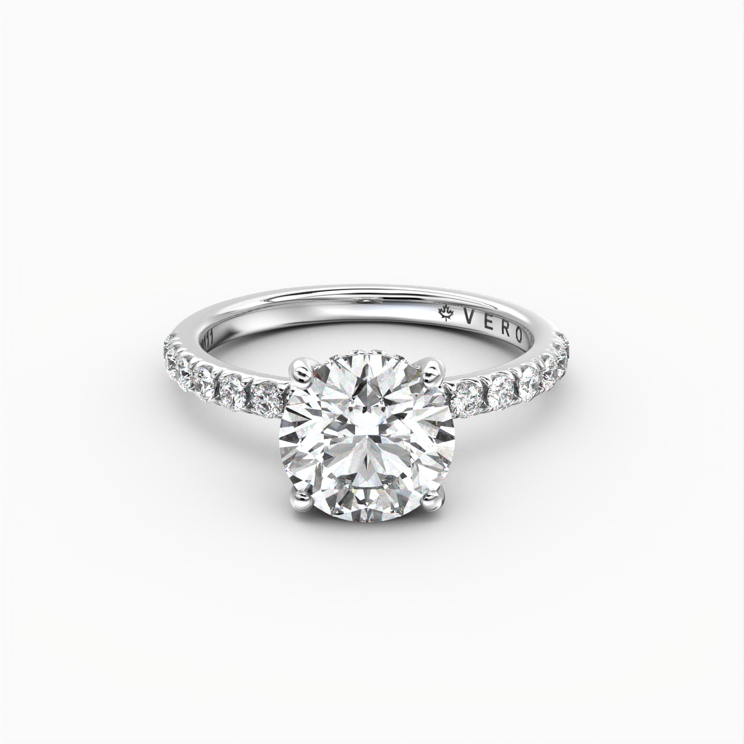 Classic Hidden Halo Round Brilliant Cut with Accent Diamonds