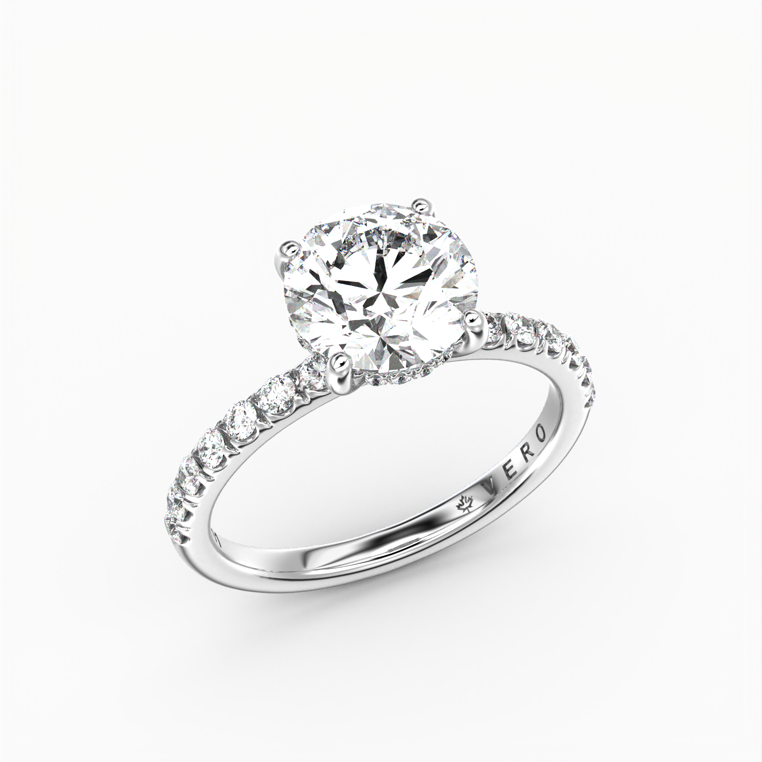 Classic Hidden Halo Round Brilliant Cut with Accent Diamonds