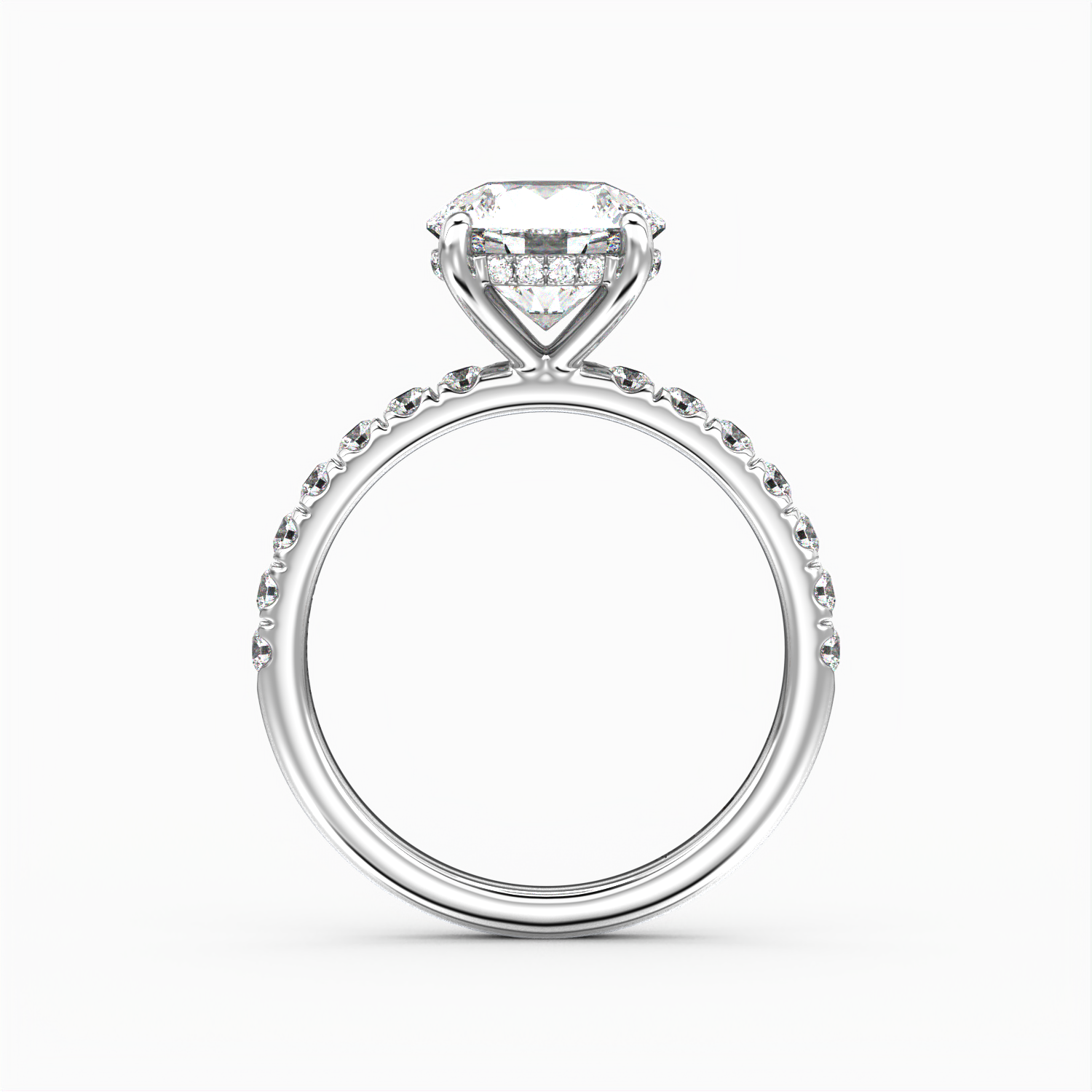 Classic Hidden Halo Round Brilliant Cut with Accent Diamonds