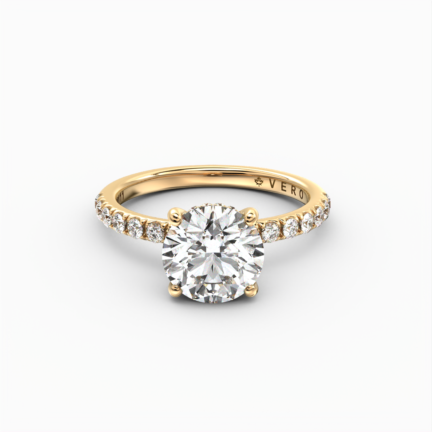 Classic Hidden Halo Round Brilliant Cut with Accent Diamonds