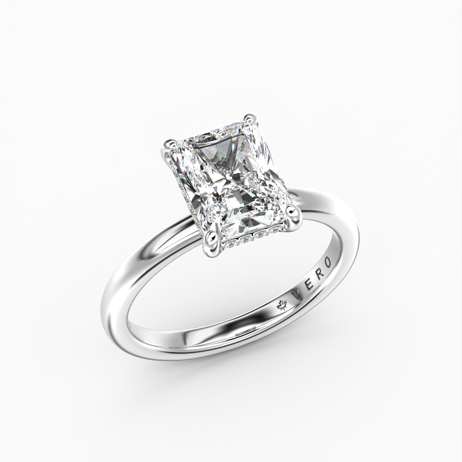 Classic Hidden Halo Radiant Cut Solitaire